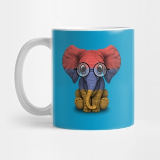 Baby Elephant with Glasses and Armenian Flag Mug